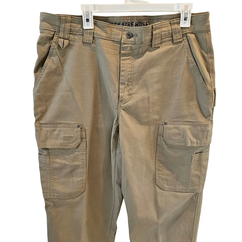 Duluth Trading Co Flex Fire‎ Hose Cargo Pants Mens 38x30 Brown Workwear Utility